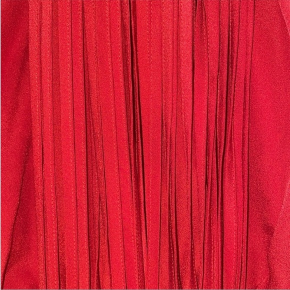Bebe Red Peplum Halter Top with Fringe Front Detail - Picture 4 of 12
